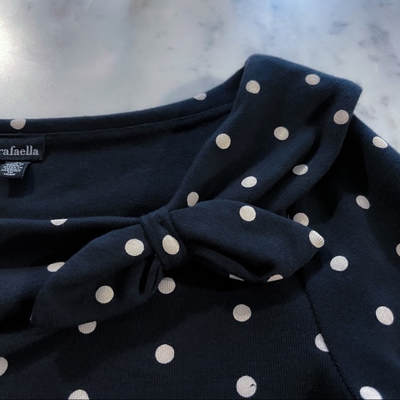 Black and White Polka Dot Boat Neck Shirt - Picture 6 of 16